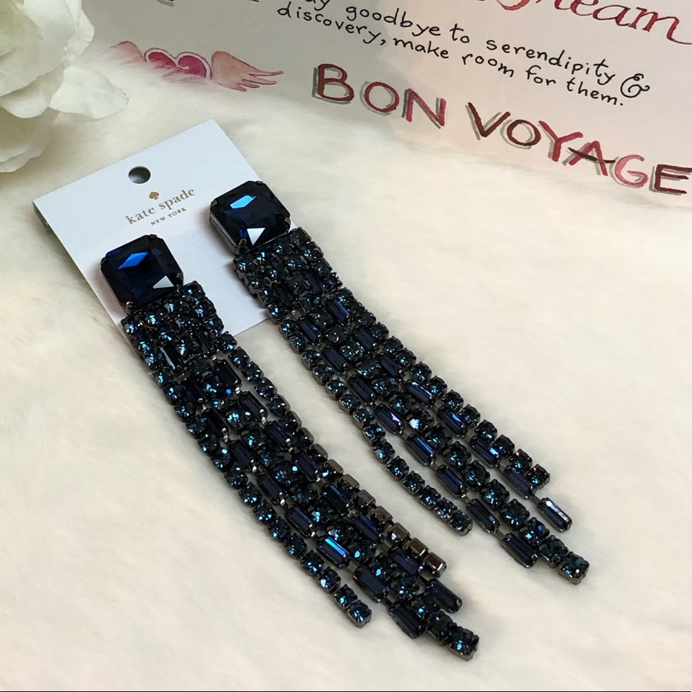 NWT KATE SPADE ♠️ GLITZVILLE CHAIN FRINGE EARRINGS - Picture 7 of 9